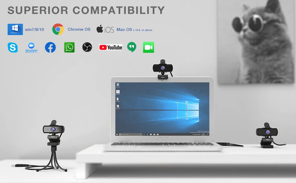 FIFINE 1440p HD Webcam with Microphone and Tripod