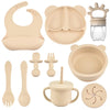 Complete Silicone Baby Feeding Set with Suction Bowl, Plate, Utensils & Bib