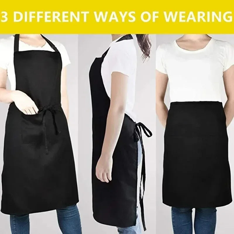 Adjustable Solid Color Kitchen Apron with Pocket