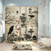 Gothic skull shower curtain featuring a detailed design of skulls, moths, and floral elements.