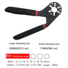 Black adjustable wrench with a non-slip handle and various clamping sizes including 20MM/M12 and 11MM/M6 nuts.