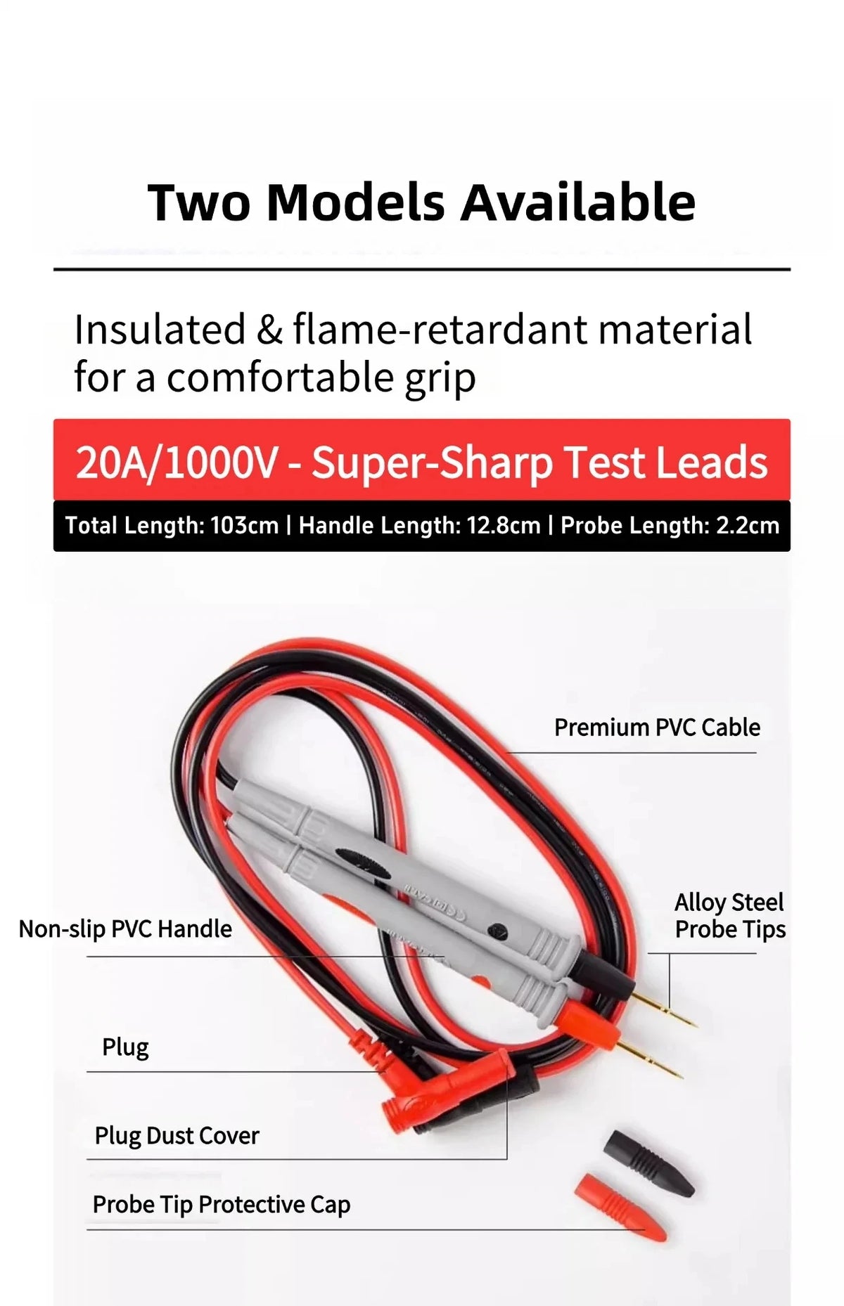Multimeter Test Lead Kit with Needle-Tip Probes