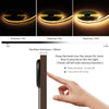 Three images show a touch-dimming COB LED strip light with brightness levels of 10%, 40%, and 100%.
