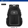 Black front view of a large capacity waterproof laptop backpack.