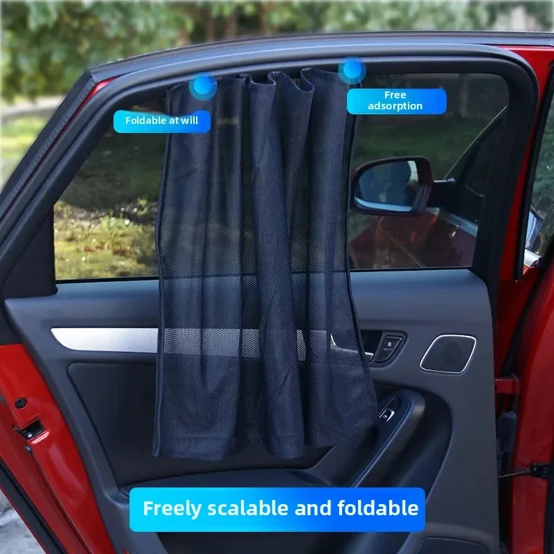 Magnetic Mesh Car Window Sunshade Set – UV Protection & Privacy