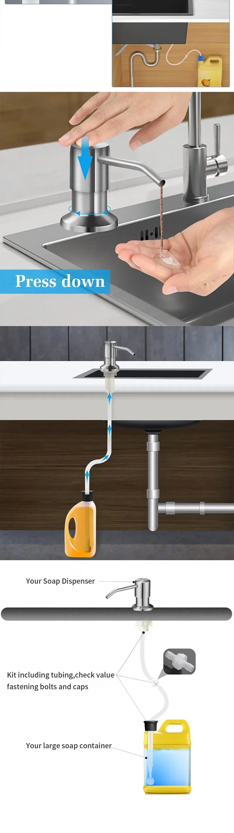 Stainless Steel Kitchen Soap Dispenser with Pump