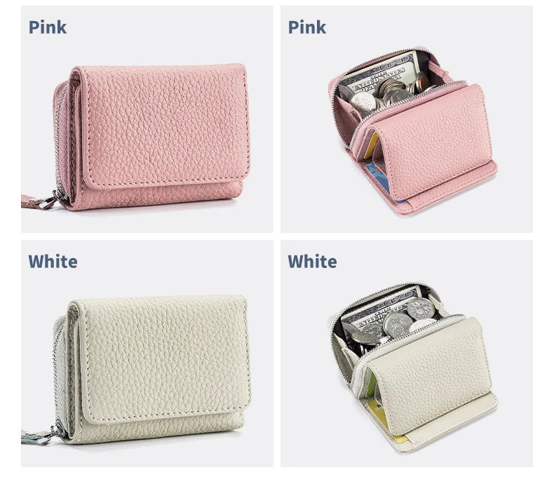 Genuine Leather Mini RFID Wallet for Women