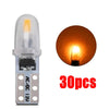 A set of 30 T5 wedge LED bulbs for various automotive lights, packaged in a plastic holder.