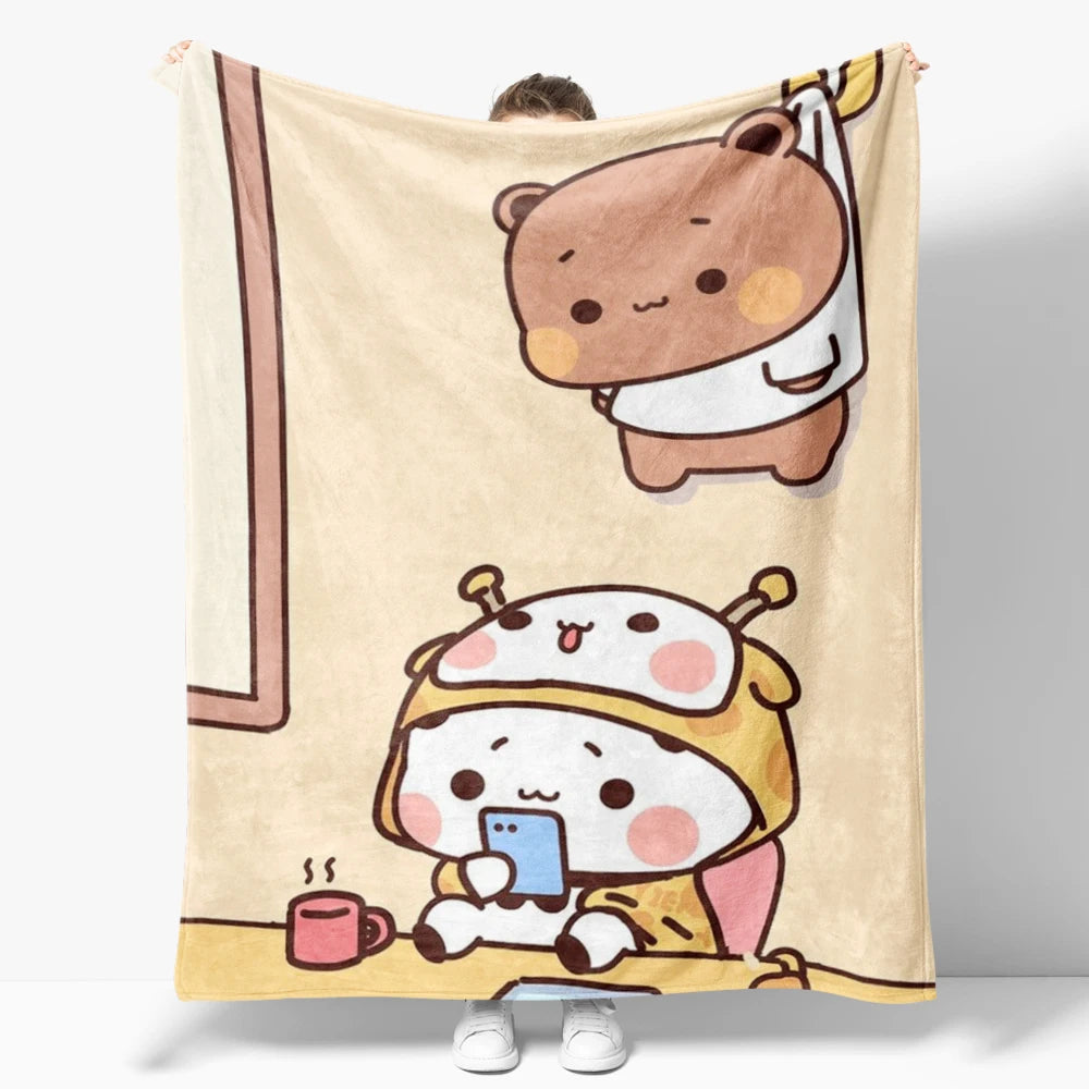 Cozy Cartoon Flannel Throw Blanket for Kids and Sofa