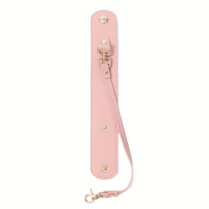 Rosa Vintage Lederhandschuhriemen und Handtuchhalter mit Messing-Hardware