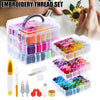 150-Color Embroidery Floss Set with 3-Tier Storage Box