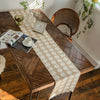 Boho Farmhouse Linen Table Runner with Macrame Fringe