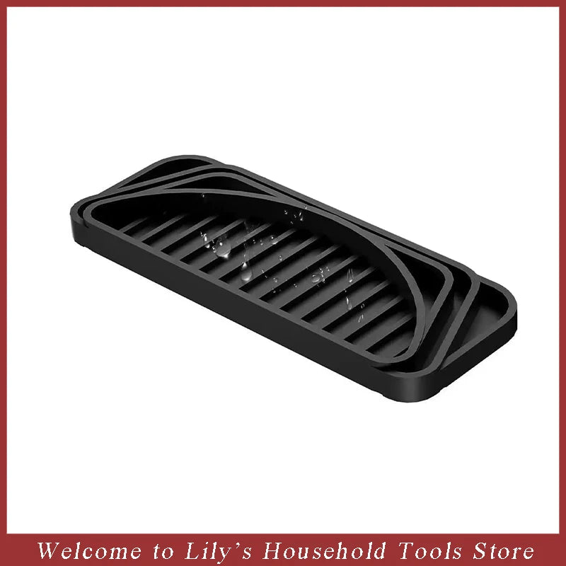 Black silicone refrigerator drip tray with raised ridges