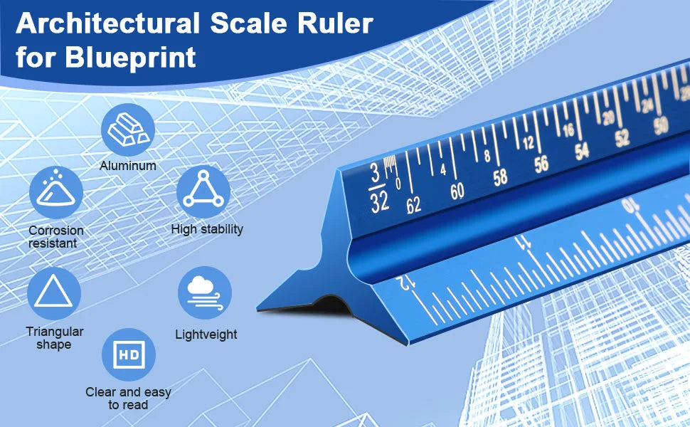 Professional 12-Inch Aluminum Architectural & Engineer Scale Ruler