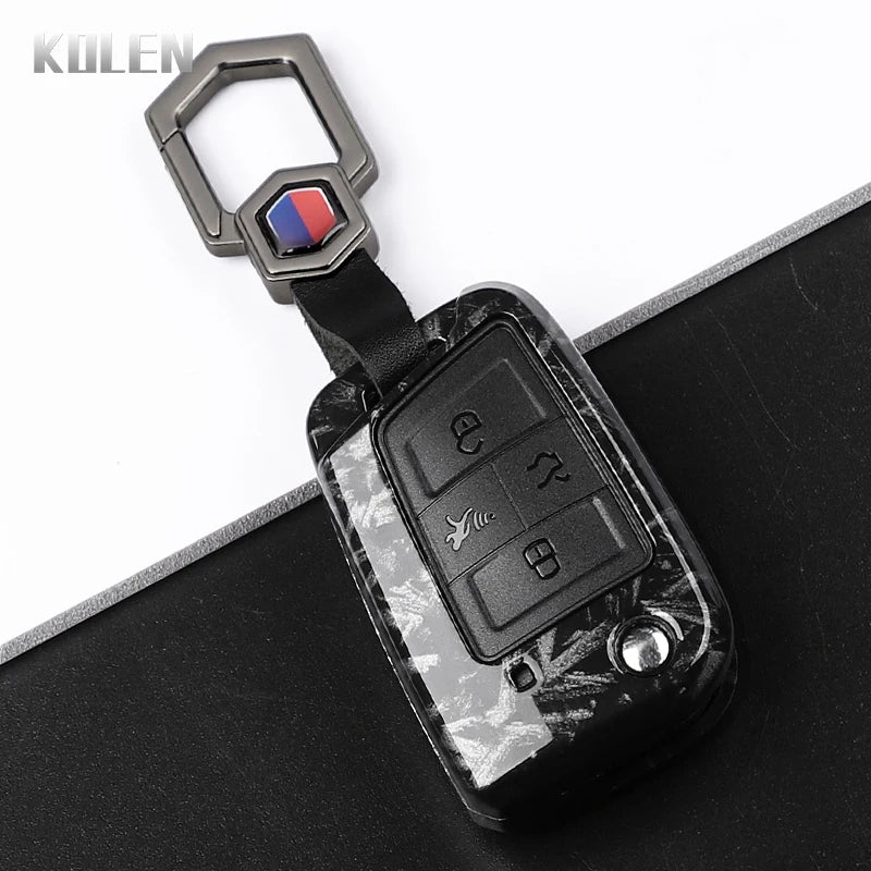 Carbon Fiber Car Key Case Cover for VW, SEAT & Skoda