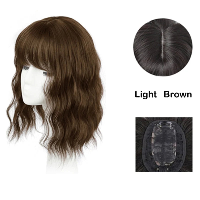 14-Inch Wavy Clip-In Hair Topper with Bangs