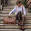 Vintage Embossed Leather Travel Duffle Bag