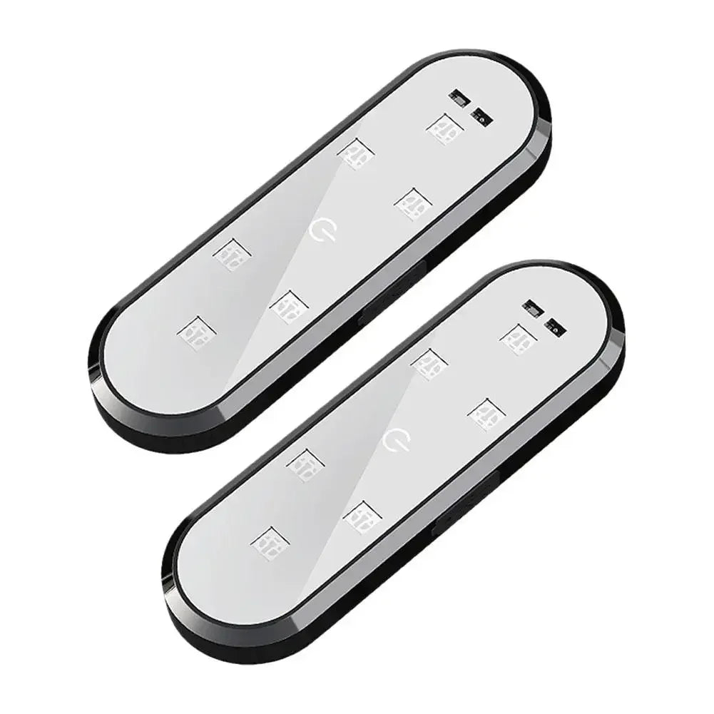 A pair of wireless magnetic LED car door lights, shown in a flat layout.