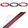 Three black waxed cord ropes of varying diameters are shown, with a close-up view of the red and black cord texture.