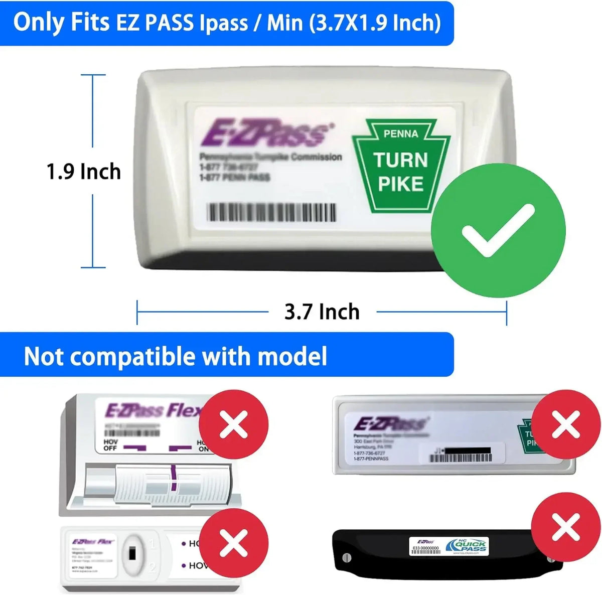 EZ Pass Windshield Mount Holder with Suction Cups