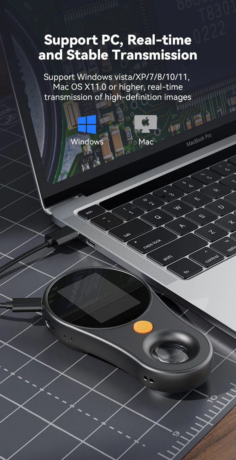 Portable 500X Digital Microscope with 2" IPS Screen