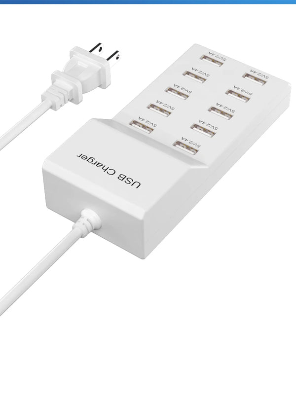 10-Port USB Charging Station with Smart Power Distribution