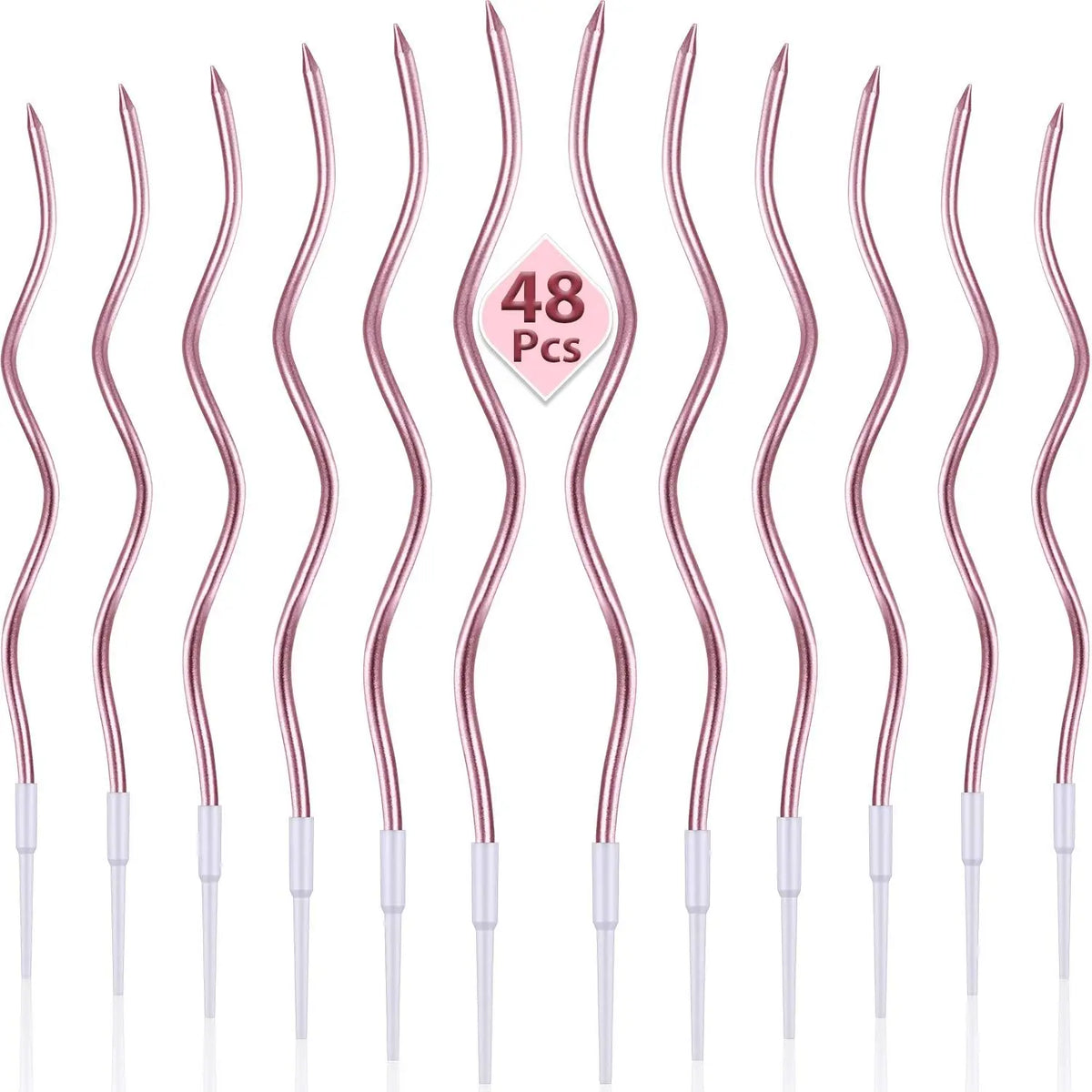 Spiral Birthday Cake Candles, Set of 6 Long Thin Decorative Candles for Cakes and Desserts