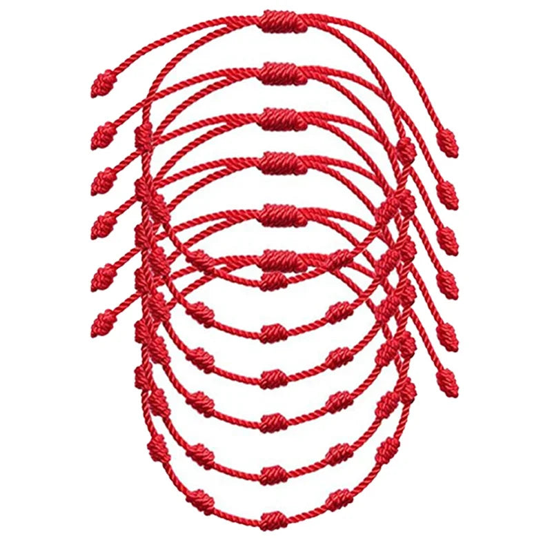 Hand-Woven Red Friendship Bracelet Set
