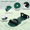 Adjustable lawn aerator shoes in dark green with a durable plastic baseboard and adjustable strap.