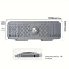 Gray non-slip silicone kitchen sink mat with a drain tray and foldable design