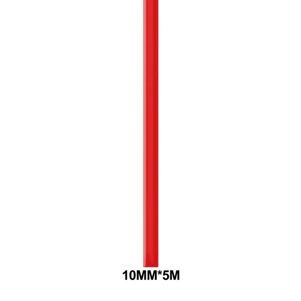 A long, thin red PVC bumper protection strip measuring 10mm by 5 meters.