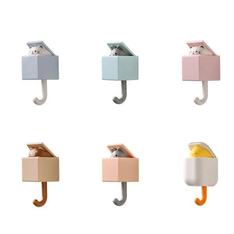Cute Cartoon Cat Wall Hooks - Self-Adhesive