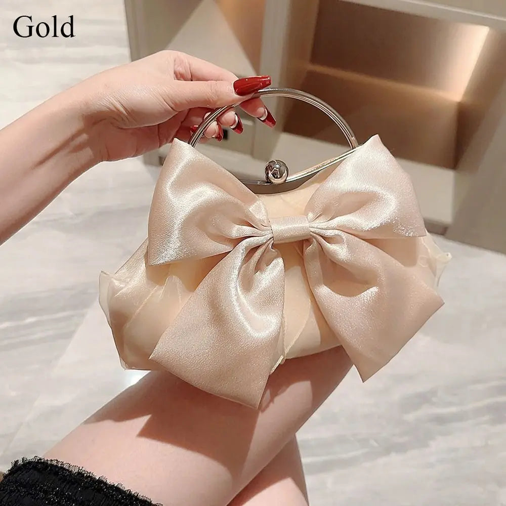 Crystal Bowknot Evening Clutch with Chain Strap