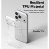 A clear silicone shockproof case for an iPhone, designed to protect the device against scratches and scuffs.