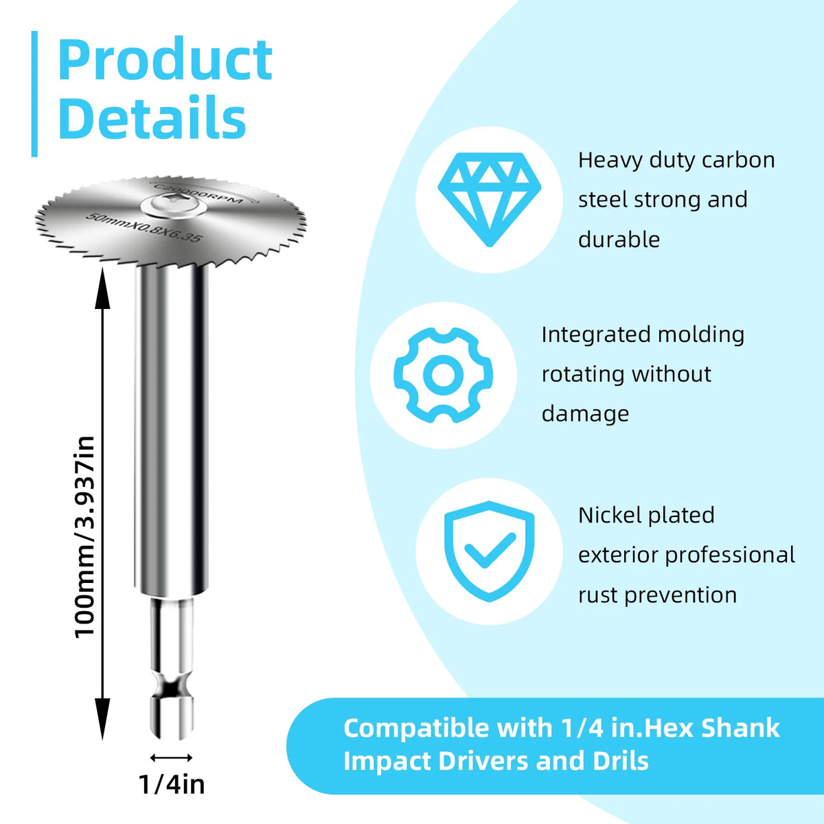 10-Piece High-Speed Steel Saw Blades Set with Universal 1/4-Inch Hex Shank
