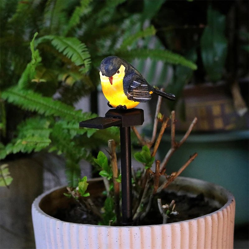 Solar-Powered Resin Bird Garden Stake Light