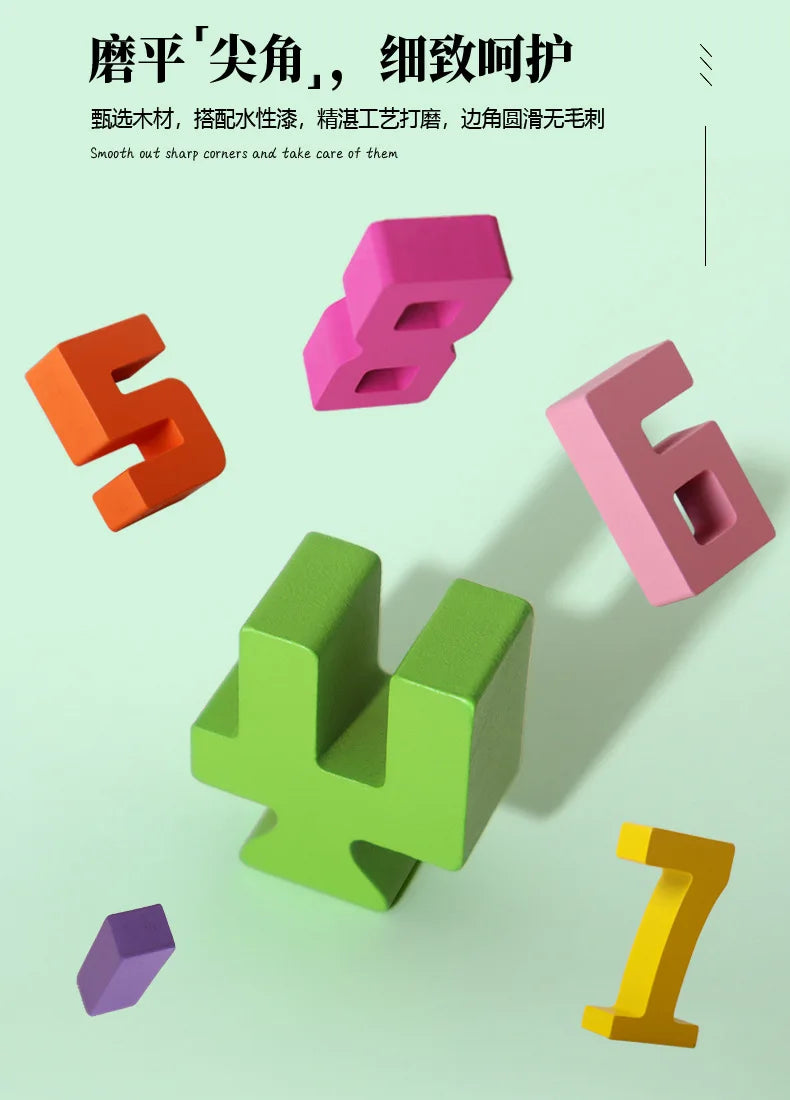 Montessori Wooden Number Puzzle - Counting & Stacking Toy for Kids