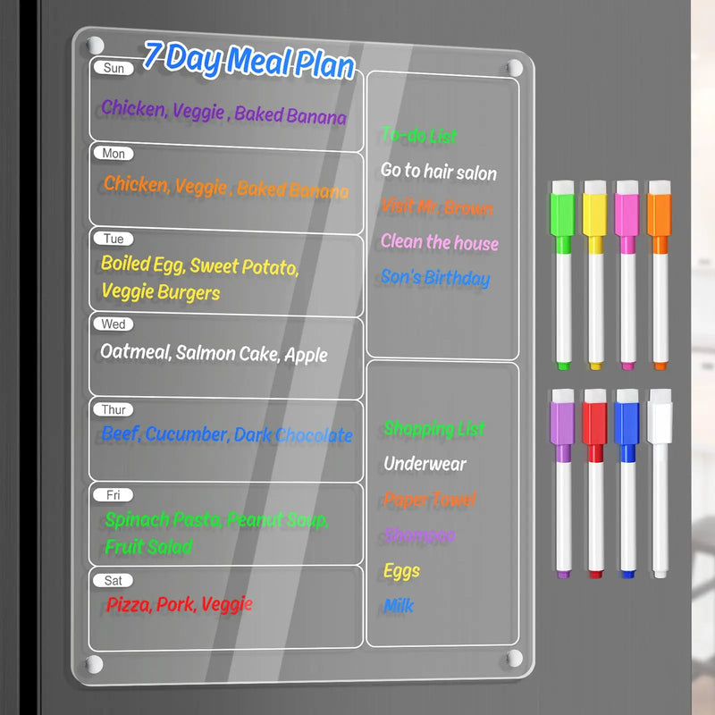 Clear Acrylic Magnetic Meal Planner Board
