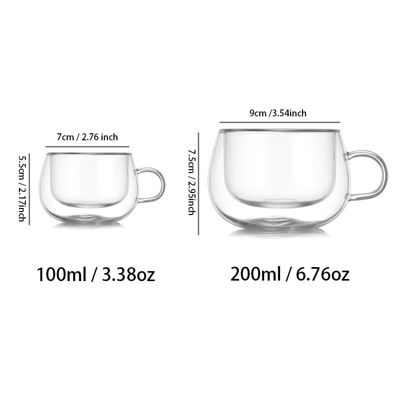 Double-Walled Glass Coffee Cup with Handle