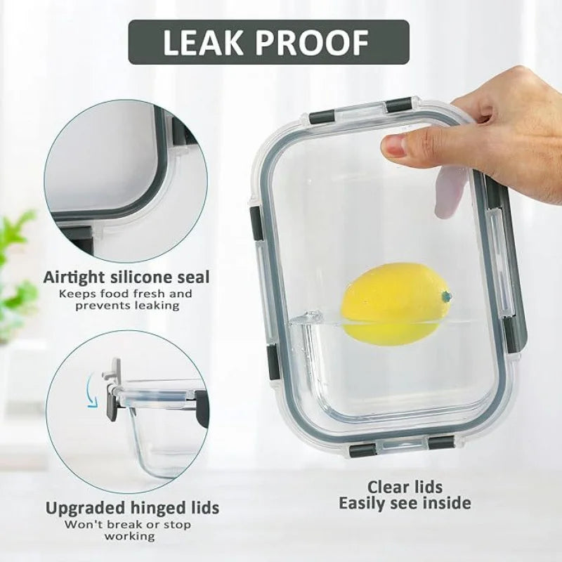 Clear Glass Food Storage Containers with Lids