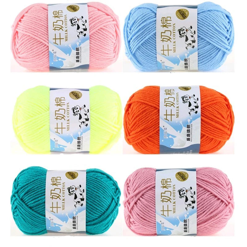 Milk Cotton Crochet Yarn – Soft, Durable Knitting Thread in 91 Colors