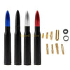 A set of five aerodynamic radio antennas in black, silver, and red finishes.