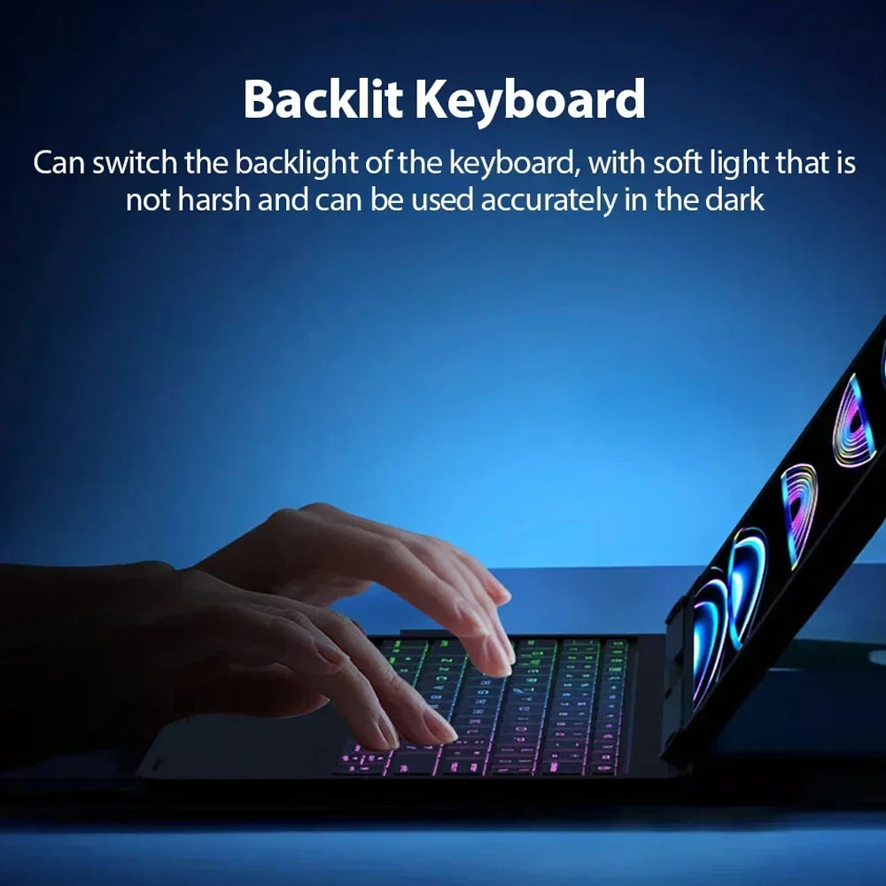 Backlit 360° Rotatable Keyboard Case for iPad with Pencil Holder