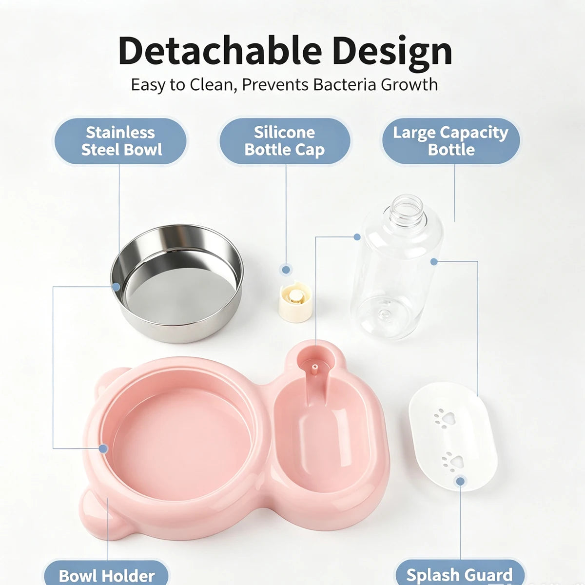 2-in-1 Pet Food and Water Bowl with Automatic Water Dispenser