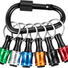 Black magnetic hex bit holder keychain with quick-release chuck and various colored bits