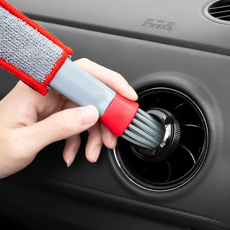 Car Air Vent Cleaning Brush with Microfiber Pad