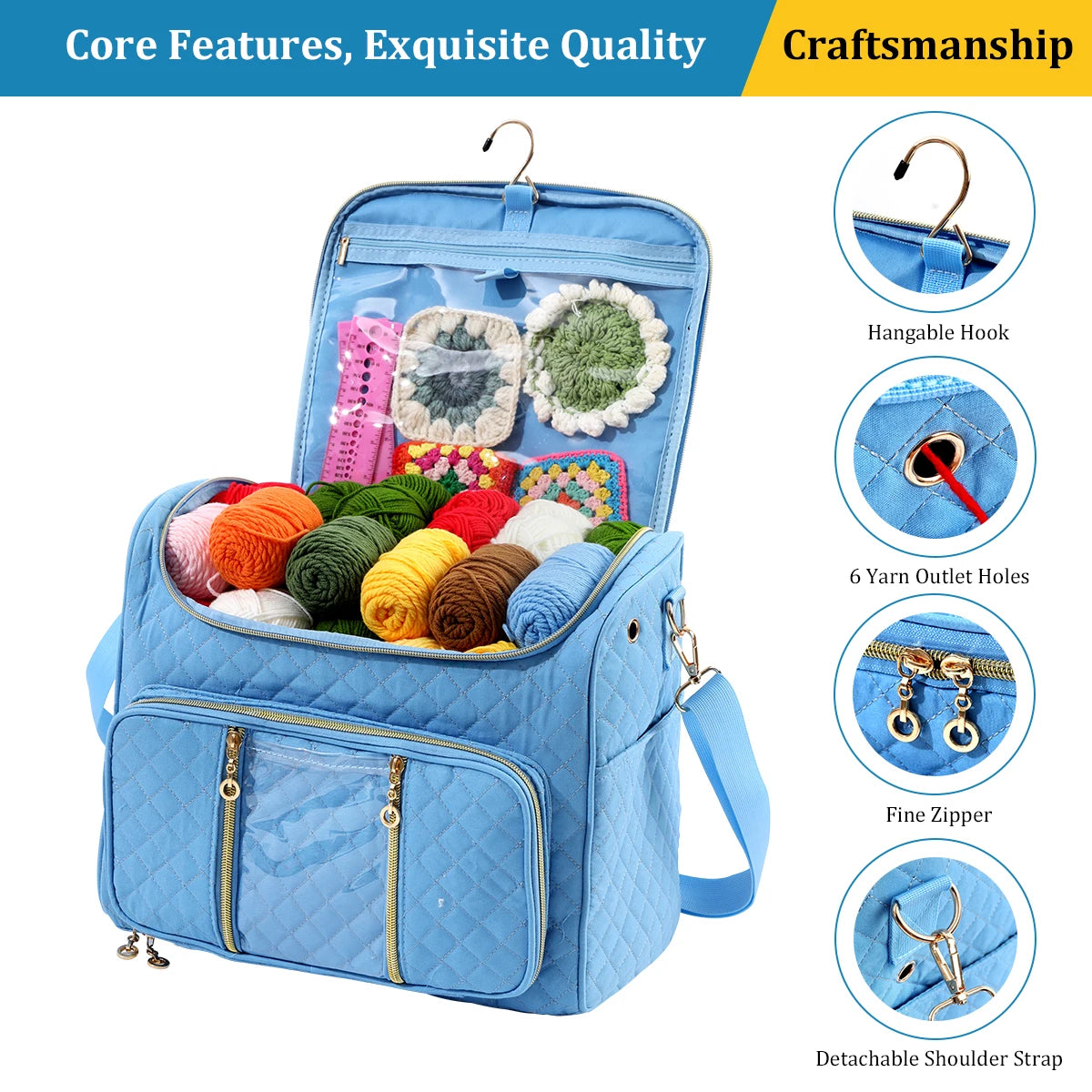 Portable Yarn Storage & Crochet Organizer Bag