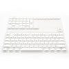 A white PBT keycap set with 113 keys and side-printed backlit characters for mechanical keyboards.