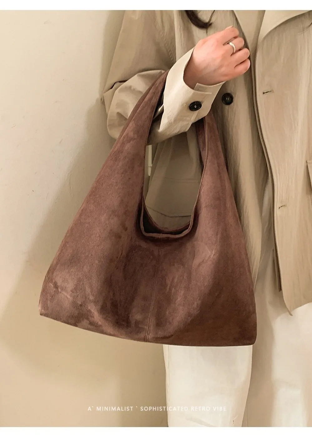 Retro Suede Shoulder Bag with Large Capacity