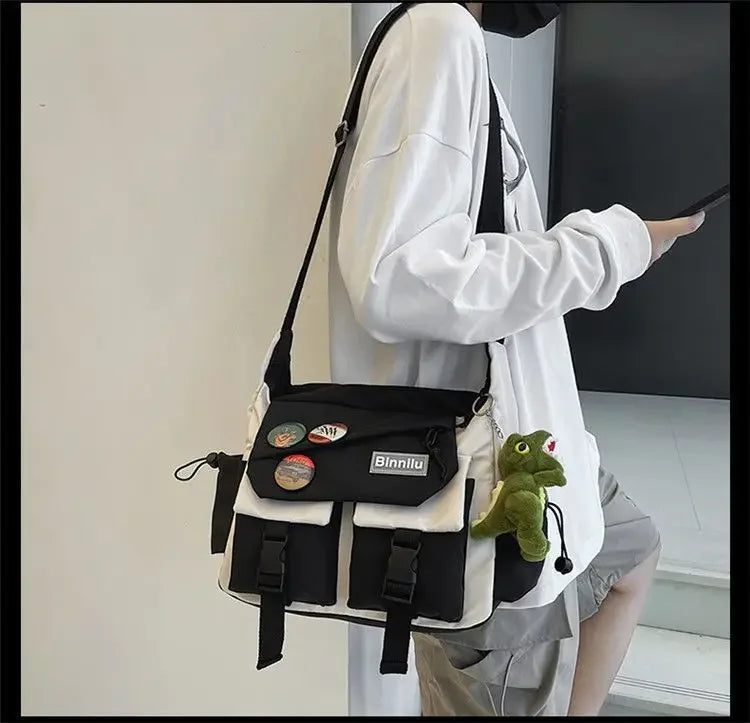 Harajuku Nylon Crossbody Bag with Adjustable Strap